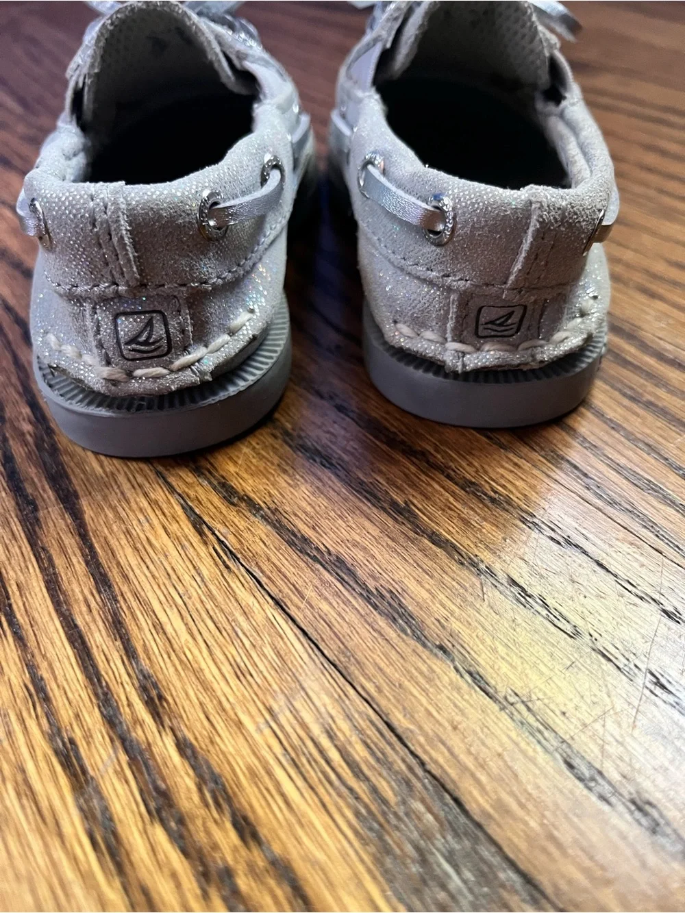 Sperry Kids Glitter Light Gray Boat Shoes